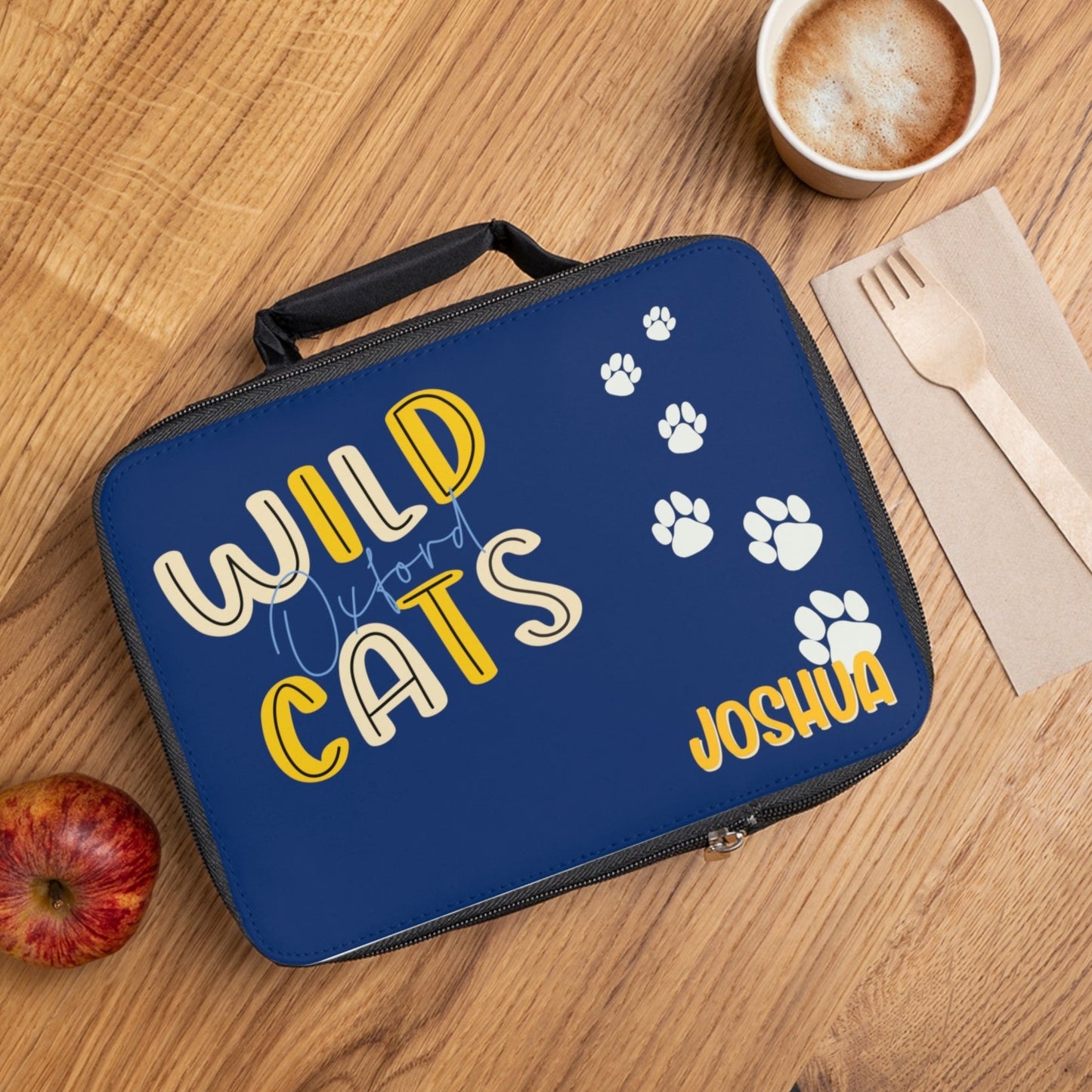 Personalized Oxford Wildcat Navy Blue Lunch Box