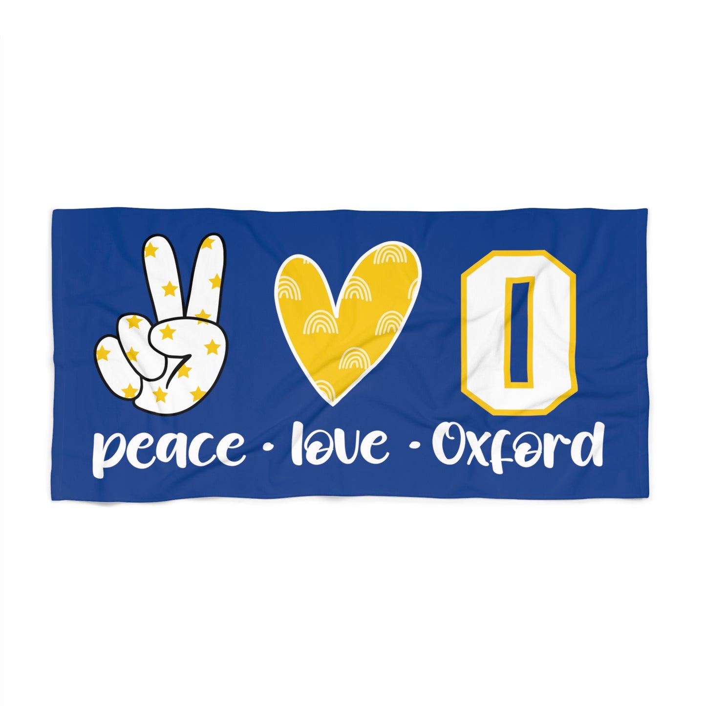 Peace, Love, Oxford Navy Blue Towel