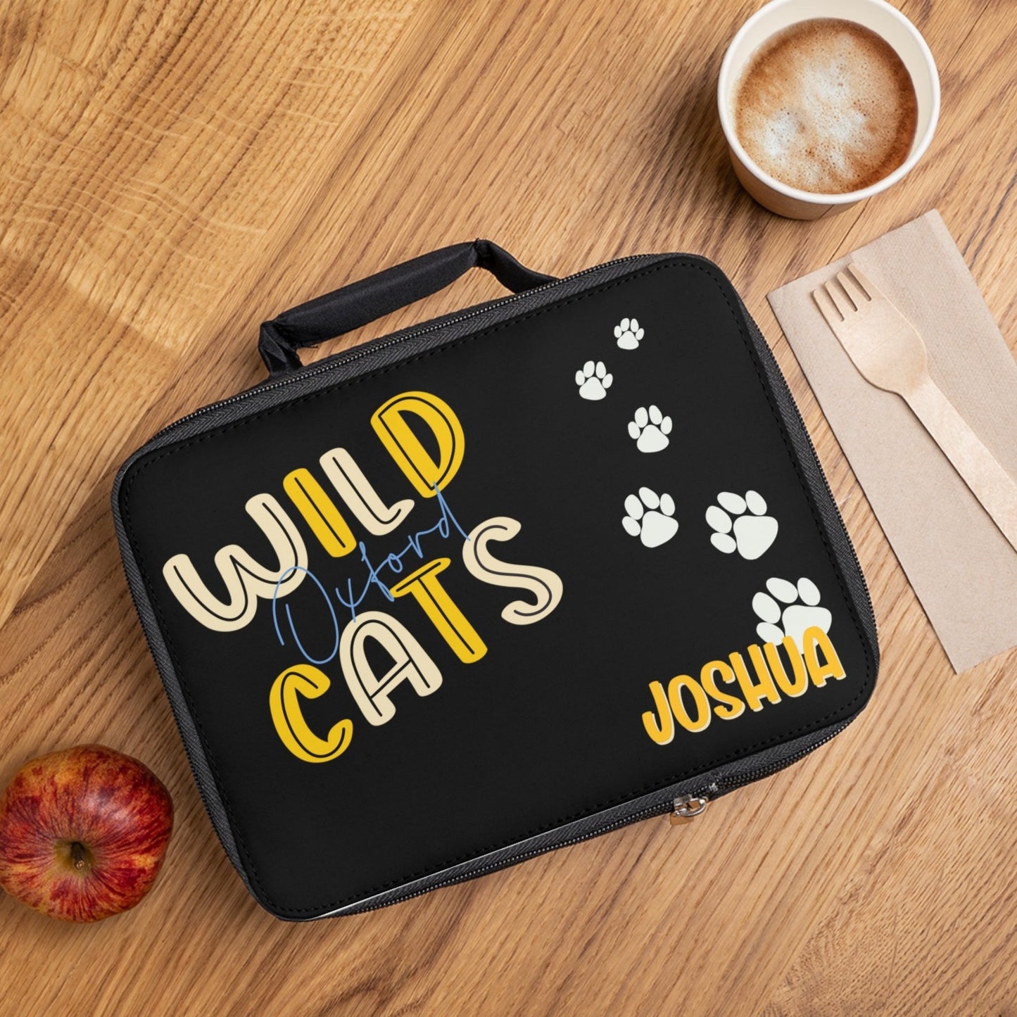 Personalized Oxford Wildcat Black Lunch Box