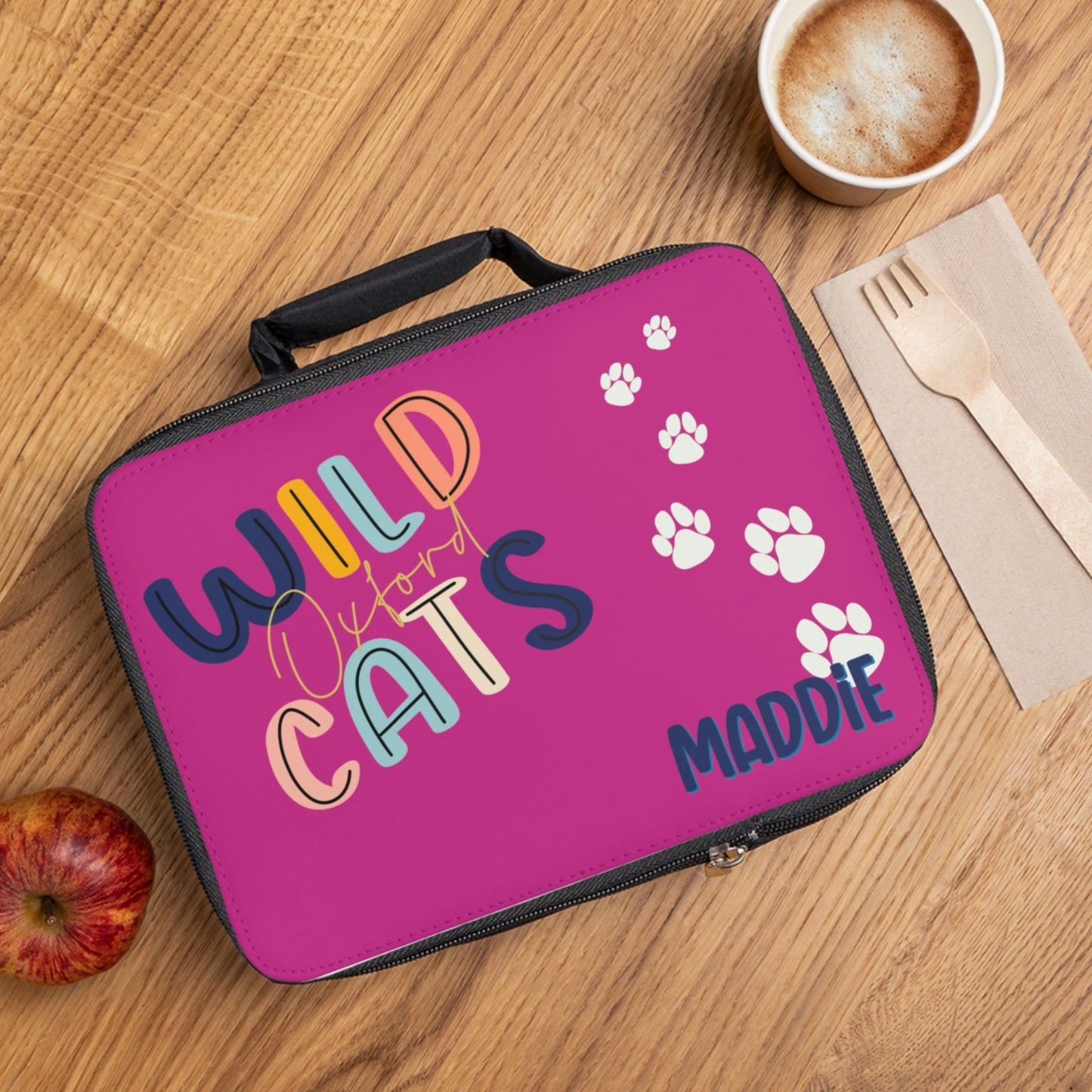 Personalized Oxford Wildcat Hot Pink Lunch Box